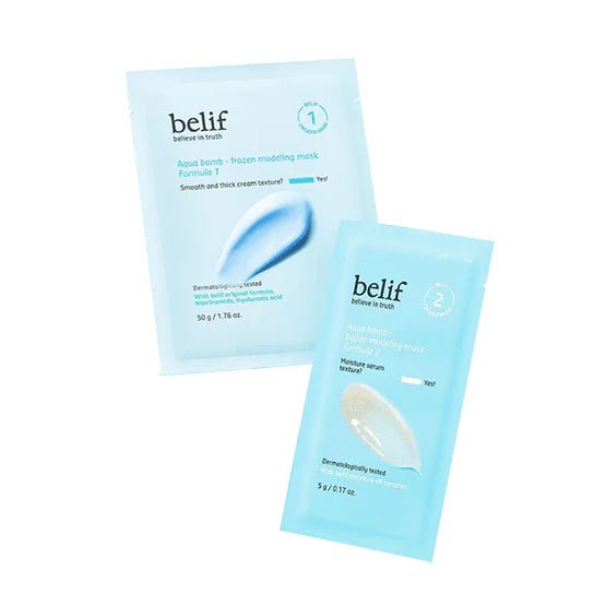 Belif Aqua Bomb Frozen Modeling Mask 4 Serving Set + Mixing Bowl + Spatula - The Face Shop