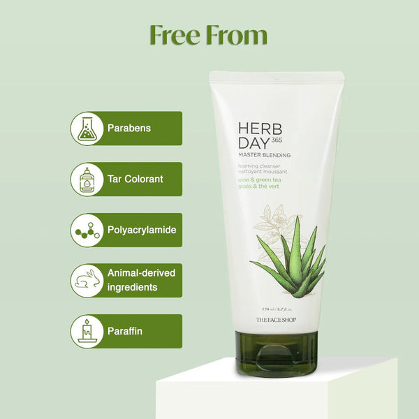 Herb Day 365 Foaming Cleanser Aloe & Green Tea - The Face Shop