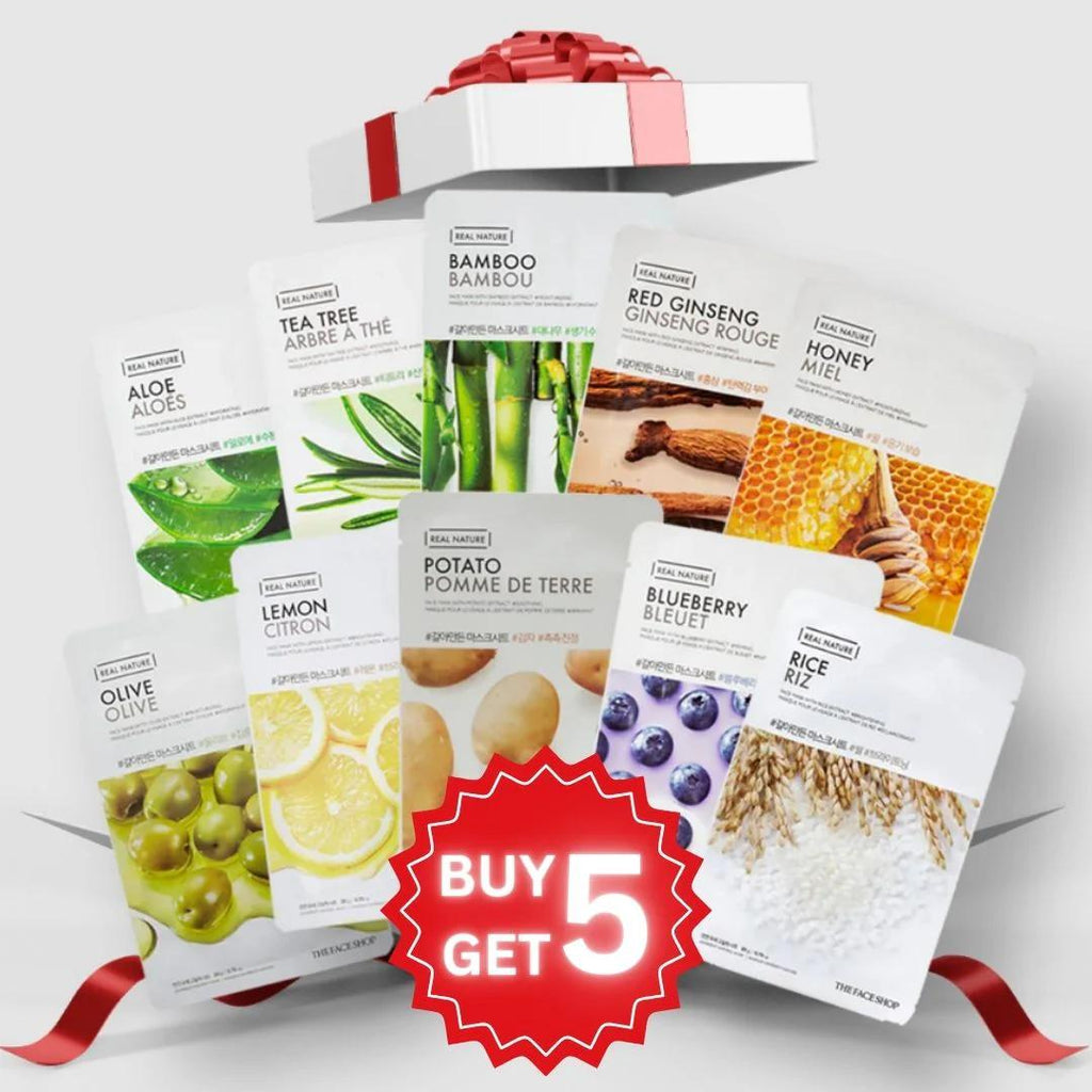 REAL NATURE MASK OFFER ( BUY 5 GET 5 FREE ) Normal And Dry Skin - The Face Shop