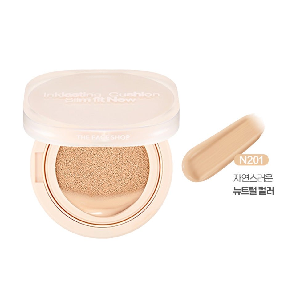 THE FACE SHOP Ink Lasting Cushion Slim Fit New( N 201 Apricot Beige ) - The Face Shop