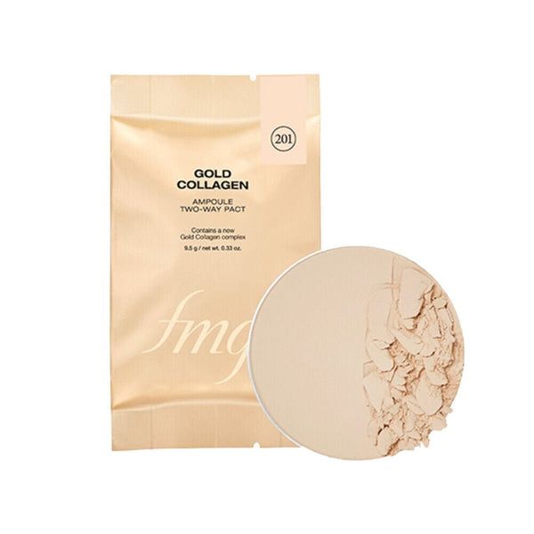 fmgt Gold Collagen Ampoule Two Way Pact Refill [ 201 Apricot beige ] - The Face Shop