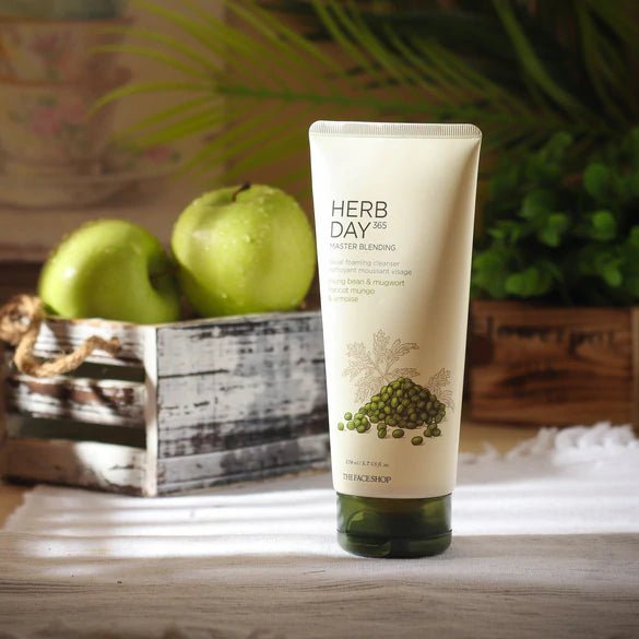 THE FACE SHOP Herb Day Foaming Cleanser Ming Beans and Mortea - The Face Shop