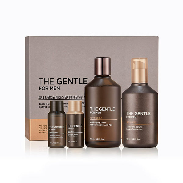 THE GENTLE FOR MEN TONER & ALL-IN-ONE SERUM ANTI-AGING SKINCARE SET - The Face Shop